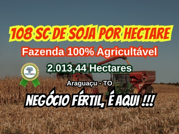 Fazenda de 416 alqueires a venda em Araguaçu To
