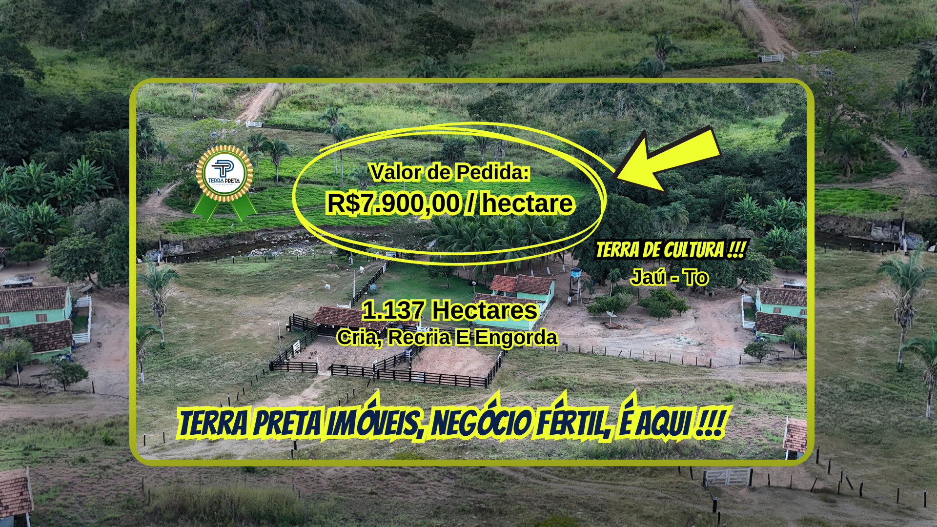 Fazenda de 230 alqueires a venda em jaú tocantins to